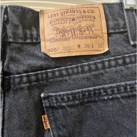 LEVI’S 90's Vintage 505 Black Straight Leg Jeans Men's Size 36x32 - Picture 3 of 3